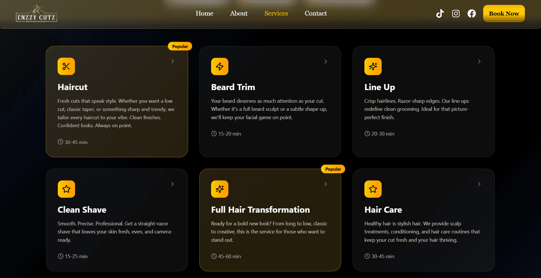 Barbing Salon Website